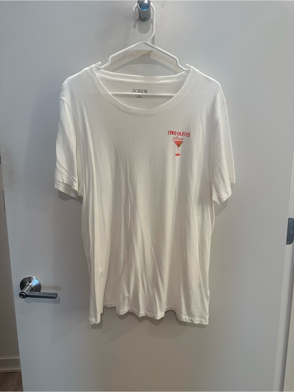 J. Crew White Short-Sleeve Tee with Martini Graphic
